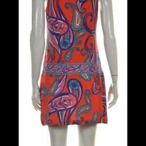 Ali Ro Size 4 Vibrant Orange Paisley Print Mini Dress